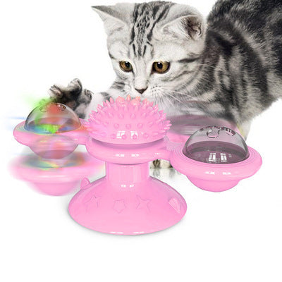 Cat Rotating Windmill Multi-Function Toys Itch Scratching Device Teeth Shining Toy - Paws & Whiskers