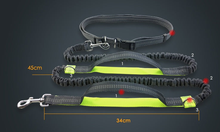 Elastic Reflective Dog Leash for Runners- Hands-Free & Versatile