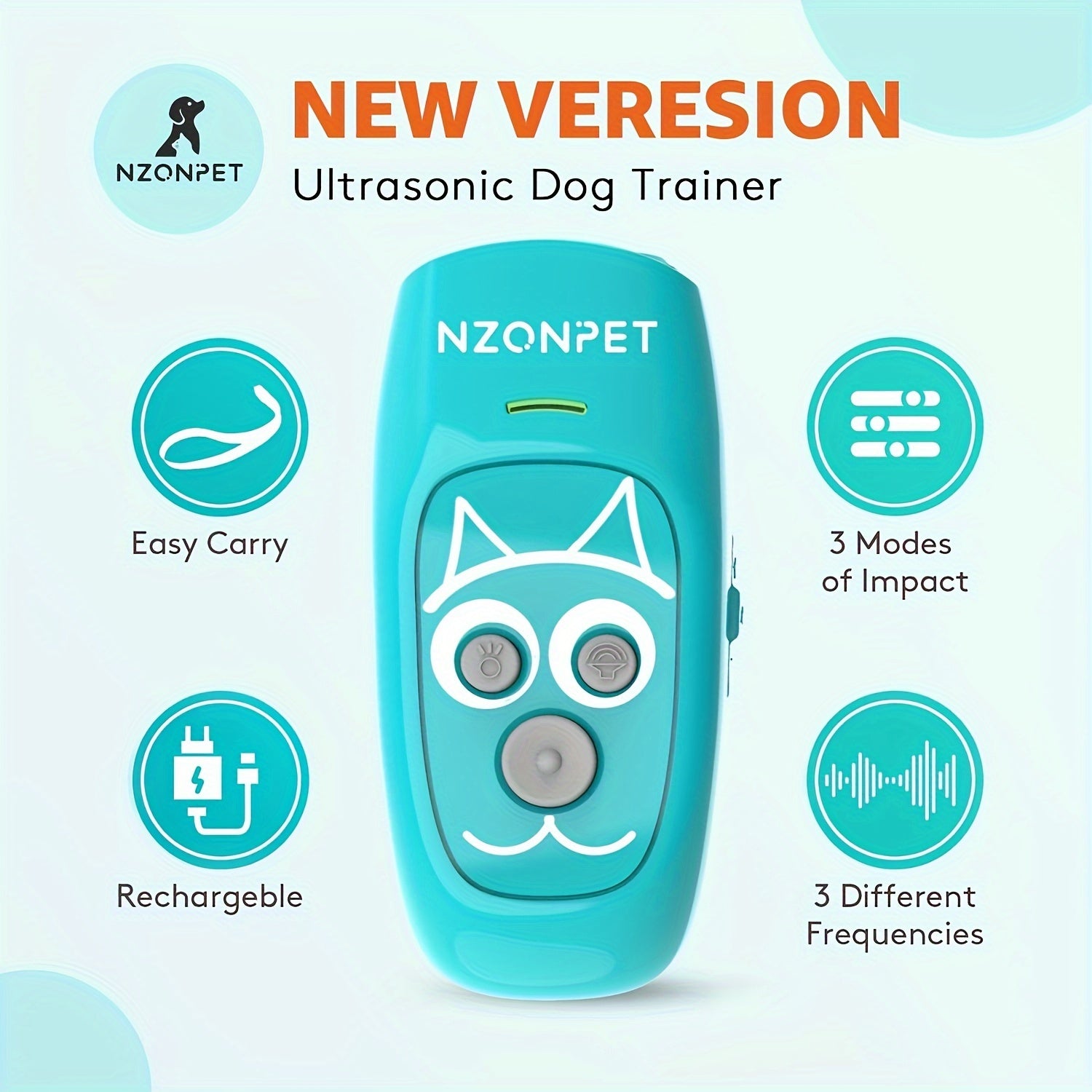 3-in-1 Ultrasonic Dog Deterrent – Train, Deter & Light